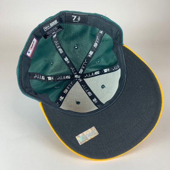 Oakland Athletics MLB Green Gold New Era 59Fifty Elephant Logo Fitted Hat 7 3/8 - Picture 4 of 5